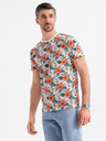 Ombre Clothing Herren-Baumwoll-T-Shirt mit Blumenmuster und Allover-Druck - weiß