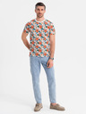 Ombre Clothing Herren-Baumwoll-T-Shirt mit Blumenmuster und Allover-Druck - weiß