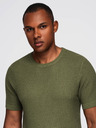 Ombre Clothing Herren-Strick-T-Shirt mit Struktur - olivgrün