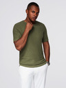 Ombre Clothing Herren-Strick-T-Shirt mit Struktur - olivgrün