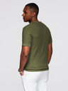 Ombre Clothing Herren-Strick-T-Shirt mit Struktur - olivgrün