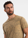 Ombre Clothing Herren-gemustertes Baumwoll-T-Shirt kurzärmelig - olivgrün
