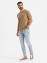 Ombre Clothing Herren-gemustertes Baumwoll-T-Shirt kurzärmelig - olivgrün