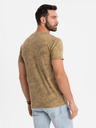 Ombre Clothing Herren-gemustertes Baumwoll-T-Shirt kurzärmelig - olivgrün