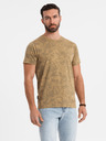Ombre Clothing Herren-gemustertes Baumwoll-T-Shirt kurzärmelig - olivgrün