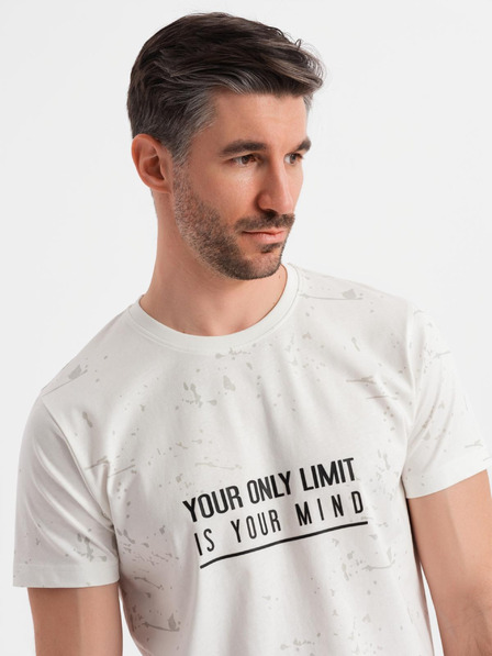 Ombre Clothing Herren-T-Shirt mit Aufdruck und Rundhalsausschnitt - weiß