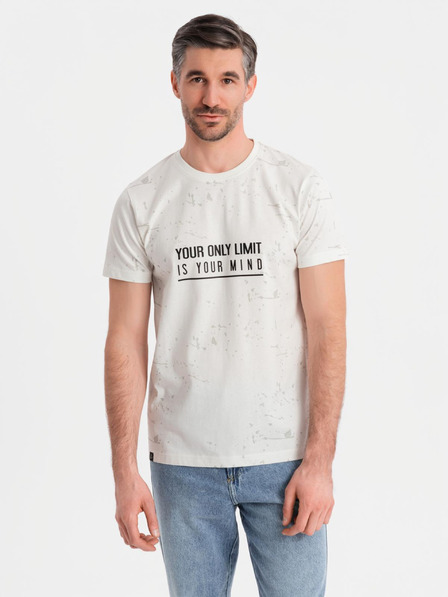 Ombre Clothing Herren-T-Shirt mit Aufdruck und Rundhalsausschnitt - weiß