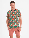 Ombre Clothing Herren-Baumwoll-T-Shirt mit Blumendruck - schwarz