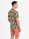 Ombre Clothing Herren-Baumwoll-T-Shirt mit Blumendruck - schwarz
