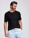 Ombre Clothing Herren-Strick-T-Shirt mit Struktur - schwarz
