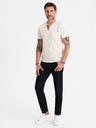 Ombre Clothing Herren-T-Shirt mit Knopfausschnitt und Wildlederkante - weiß