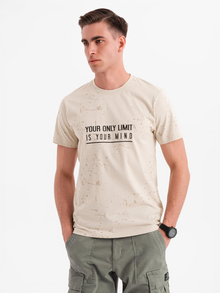 Ombre Clothing Herren-T-Shirt mit Aufdruck und Rundhalsausschnitt - creme