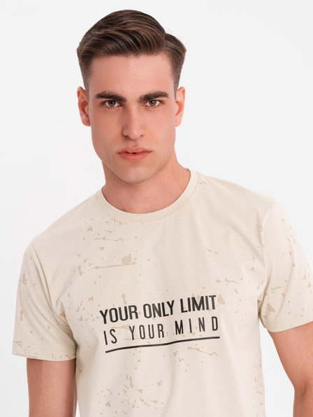Ombre Clothing Herren-T-Shirt mit Aufdruck und Rundhalsausschnitt - creme