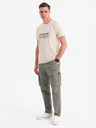Ombre Clothing Herren-T-Shirt mit Aufdruck und Rundhalsausschnitt - creme