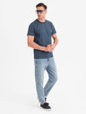 Ombre Clothing Herren-Strick-T-Shirt mit Allover-Druck - dunkelblau