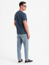 Ombre Clothing Herren-Strick-T-Shirt mit Allover-Druck - dunkelblau