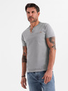 Ombre Clothing Herren-T-Shirt mit Knopfausschnitt und Wildlederkante - grau