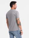 Ombre Clothing Herren-T-Shirt mit Knopfausschnitt und Wildlederkante - grau