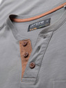 Ombre Clothing Herren-T-Shirt mit Knopfausschnitt und Wildlederkante - grau