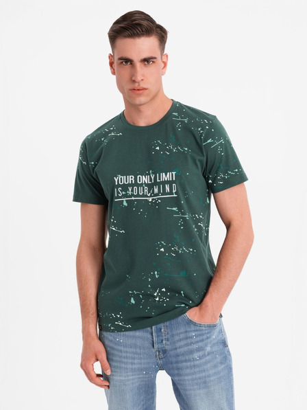 Ombre Clothing Herren-T-Shirt mit Aufdruck und Rundhalsausschnitt - grün