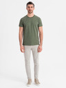 Ombre Clothing Herren-Strick-T-Shirt mit Allover-Druck - olivgrün