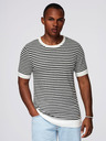 Ombre Clothing Herren-Matrosenshirt mit Streifen und durchbrochener Maschenware - schwarz-weiß
