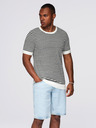 Ombre Clothing Herren-Matrosenshirt mit Streifen und durchbrochener Maschenware - schwarz-weiß