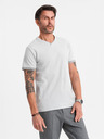 Ombre Clothing Herren-T-Shirt mit Kontrasteinsätzen und V-Ausschnitt - hellgrau