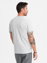 Ombre Clothing Herren-T-Shirt mit Kontrasteinsätzen und V-Ausschnitt - hellgrau