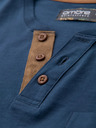Ombre Clothing Herren-T-Shirt mit Knopfausschnitt und Wildlederkante - dunkelblau