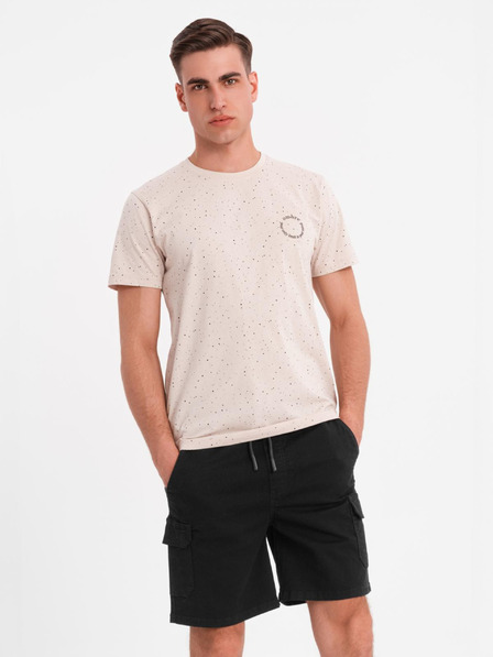 Ombre Clothing Herren-T-Shirt aus Baumwolle mit Aufdruck und Rundhalsausschnitt - beige
