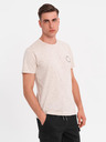 Ombre Clothing Herren-T-Shirt aus Baumwolle mit Aufdruck und Rundhalsausschnitt - beige