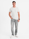 Ombre Clothing Herren Strick-T-Shirt mit Allover-Druck - weiß