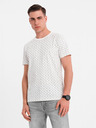 Ombre Clothing Herren Strick-T-Shirt mit Allover-Druck - weiß