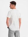 Ombre Clothing Herren Strick-T-Shirt mit Allover-Druck - weiß