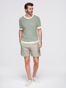 Ombre Clothing Herren Maritimes Strick-T-Shirt mit Lochmuster - olivgrün und weiß