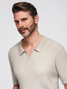 Ombre Clothing Herren-Poloshirt ohne Knöpfe mit offenem Kragen - hellgrau