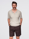Ombre Clothing Herren-Poloshirt ohne Knöpfe mit offenem Kragen - hellgrau
