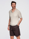 Ombre Clothing Herren-Poloshirt ohne Knöpfe mit offenem Kragen - hellgrau
