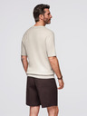 Ombre Clothing Herren-Poloshirt ohne Knöpfe mit offenem Kragen - hellgrau