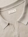 Ombre Clothing Herren-Poloshirt ohne Knöpfe mit offenem Kragen - hellgrau