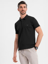 Ombre Clothing Herren-Poloshirt mit Reißverschluss - schwarz