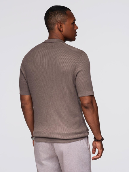 Ombre Clothing Herren-Poloshirt ohne Knöpfe mit offenem Kragen - asche