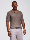 Ombre Clothing Herren-Poloshirt ohne Knöpfe mit offenem Kragen - asche