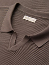 Ombre Clothing Herren-Poloshirt ohne Knöpfe mit offenem Kragen - asche