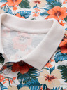 Ombre Clothing Baumwoll-Poloshirt mit Blumendruck - weiß