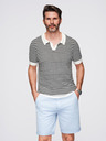 Ombre Clothing Herren Strick-Poloshirt ohne Knöpfe im Marinelook - schwarz-weiß