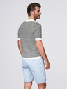 Ombre Clothing Herren Strick-Poloshirt ohne Knöpfe im Marinelook - schwarz-weiß