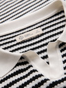 Ombre Clothing Herren Strick-Poloshirt ohne Knöpfe im Marinelook - schwarz-weiß