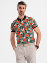 Ombre Clothing Baumwoll-Poloshirt mit Blumendruck - schwarz